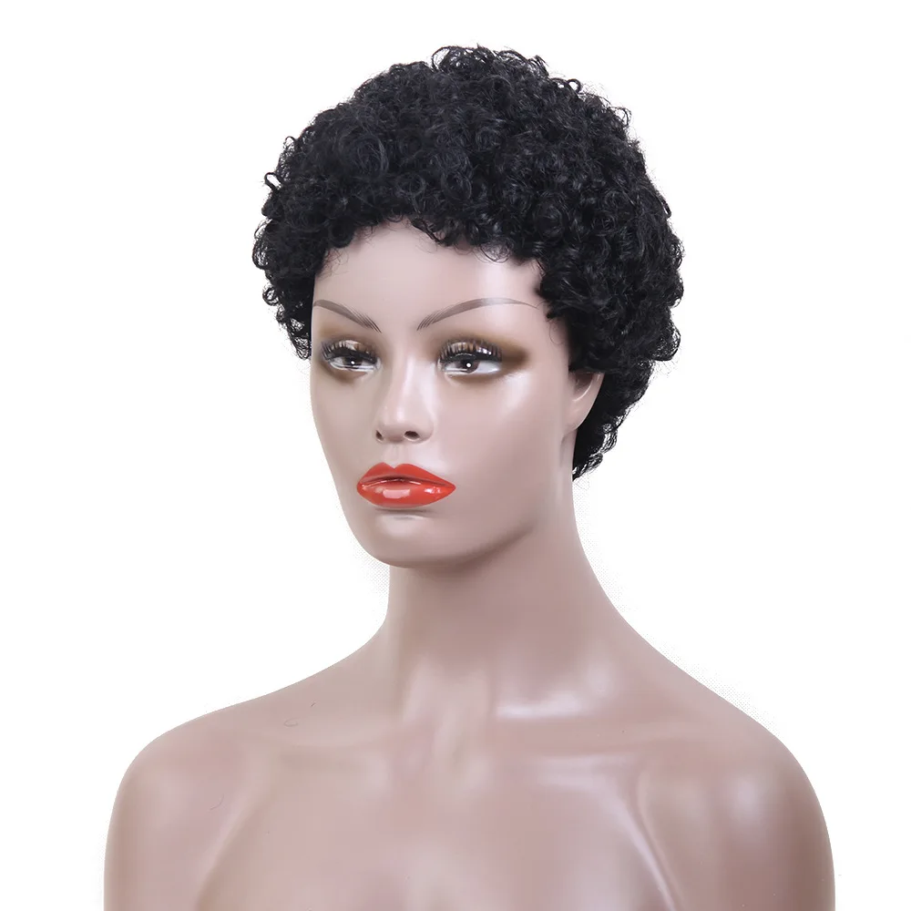 Pelucas rizadas sintéticas para mujer, peluca Afro corta, rizos profundos naturales, cabello negro femenino, peluca afroamericana para fiesta de Dama