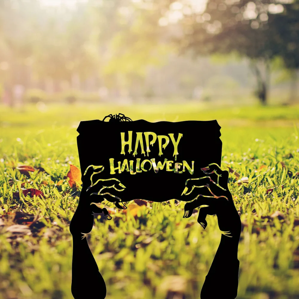 

Outdoor Halloween Ghost Yard Sign – Black Hand Shape – Perfect for Garden Decoration – Spooky and Stylish Seasonal Accent
