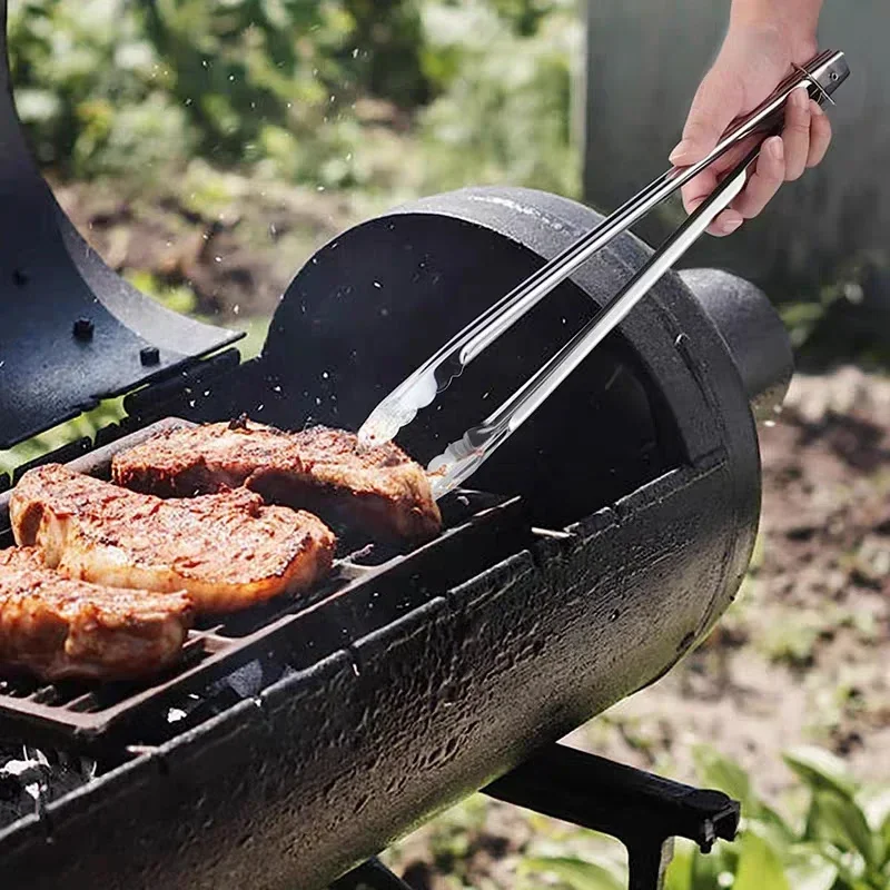 Smażony klips do grilla Długi antypoślizgowy uchwyt Zacisk do sałatek i chleba ze stali nierdzewnej Narzędzia kuchenne Klips do mięsa Szczypce do żywności 7 9 12 14 16 cali — zdjęcie 7