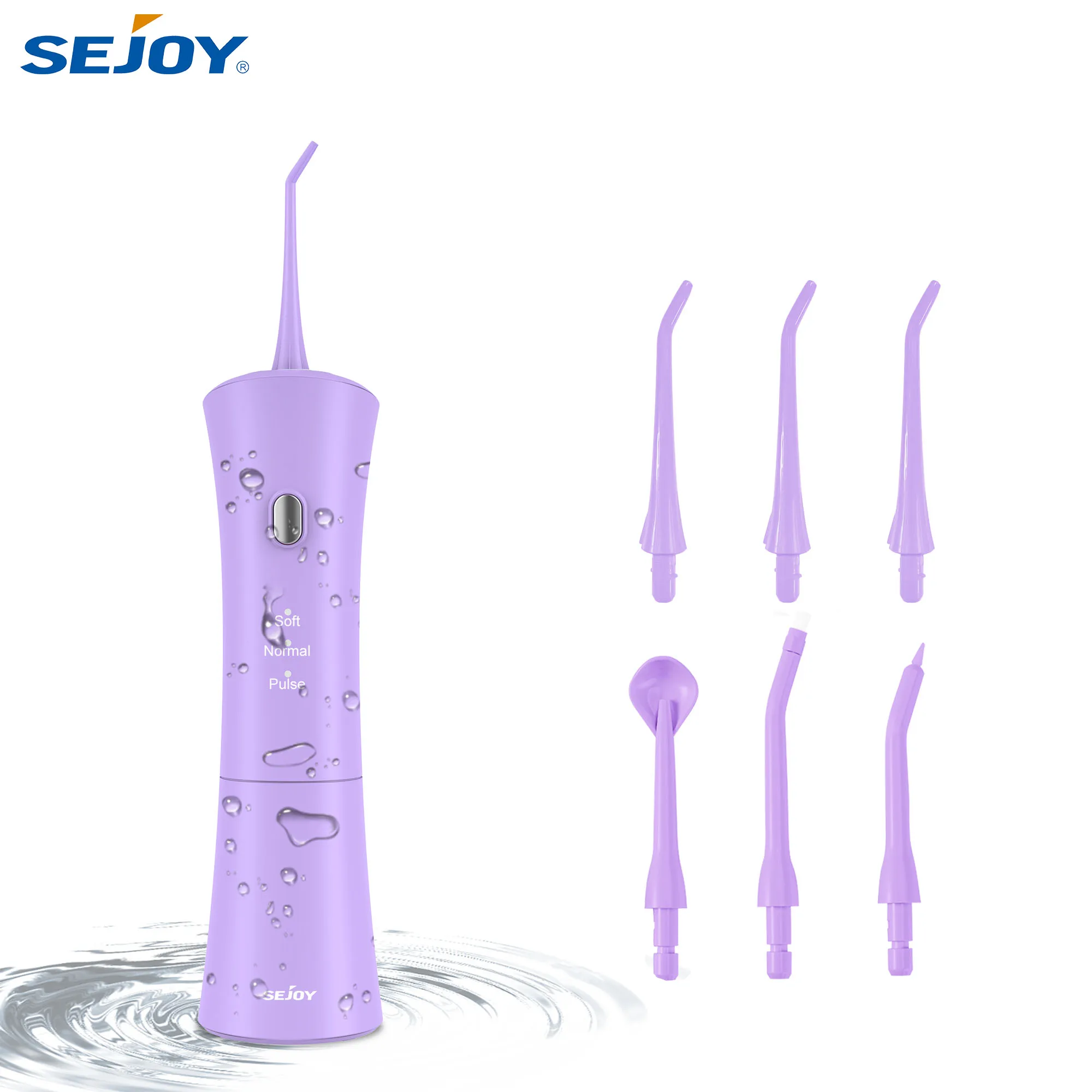 

Sejoy Water Flosser Беспроводной резервуар для зубов 150 мл и 6 струйных наконечников IPX7 Водонепроницаемый 3 режима Портативный стоматологический ирригатор для полости рта Брекеты