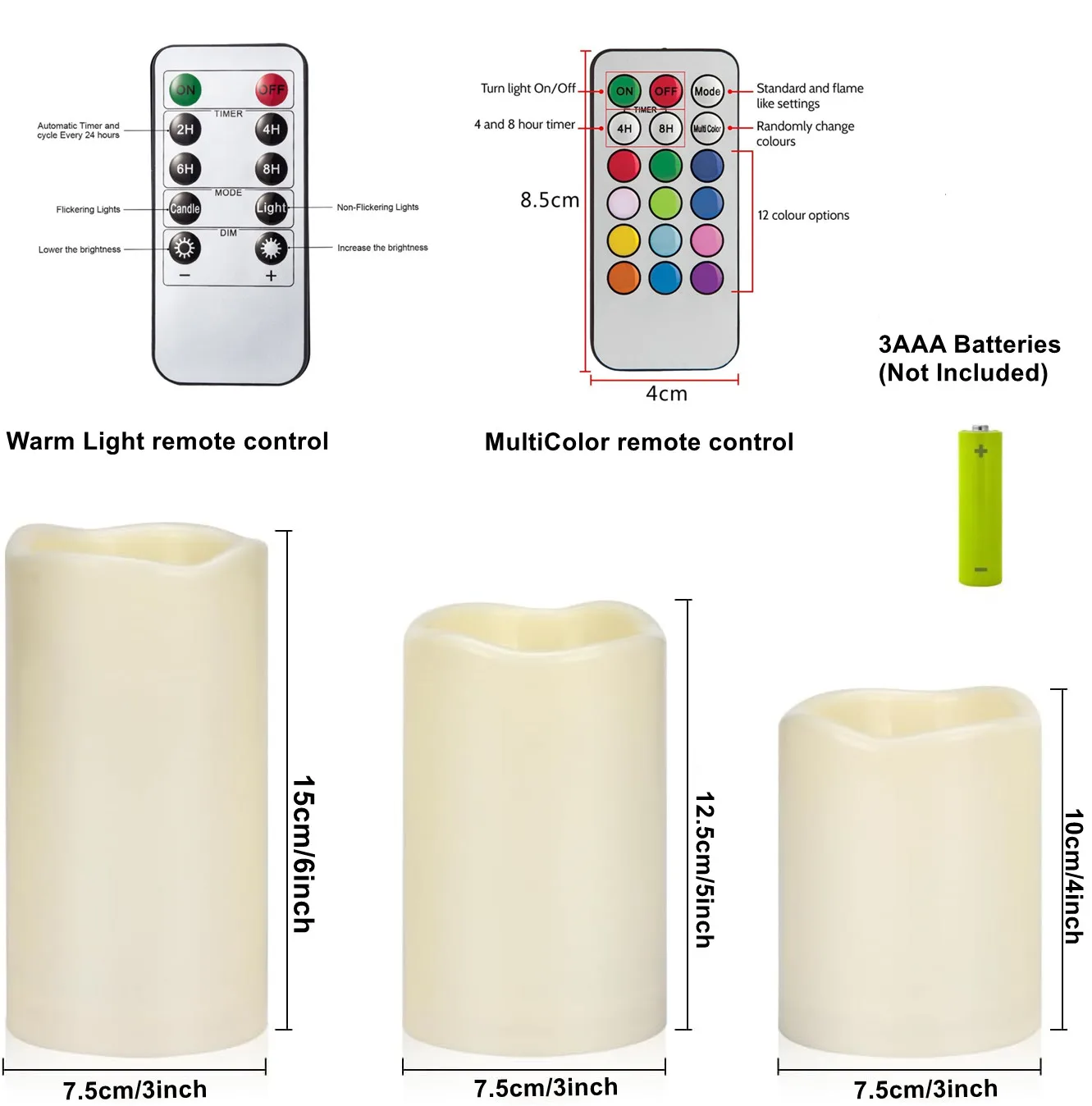 Мерцающие беспламенные Свечи с пультом дистанционного управления, для улицы и помещений, разноцветные рандомные свечи-столбы для праздника, свадьбы, вечеринки, домашний декор