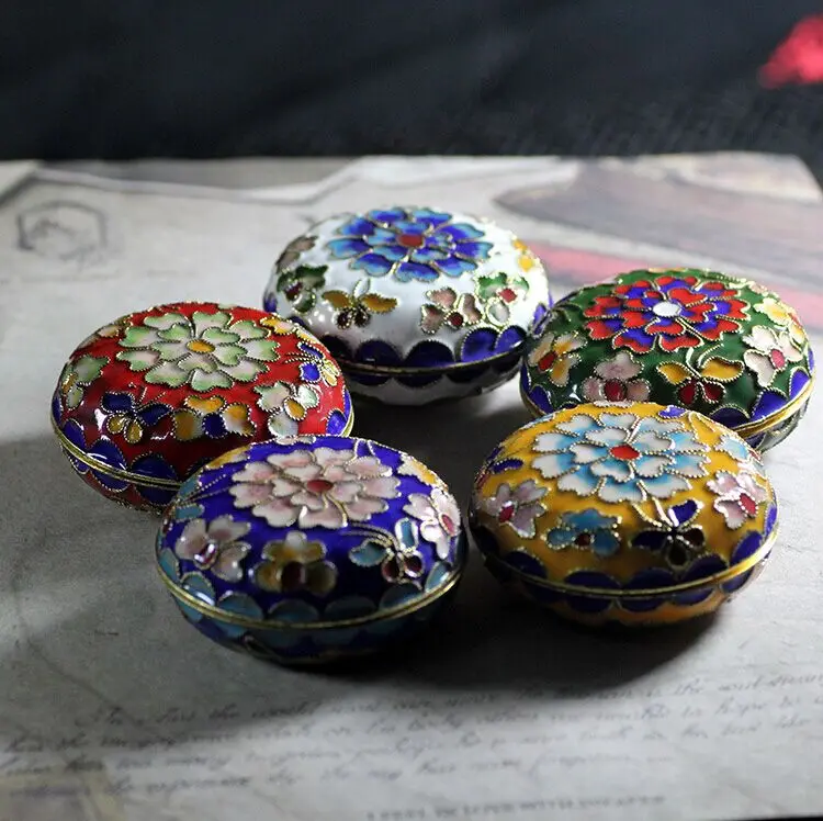 Old Beijing Special Crafts Cloisonne Enamel Cloisonne Powder Box Gift Souvenir Cloisonne Jewelry Box