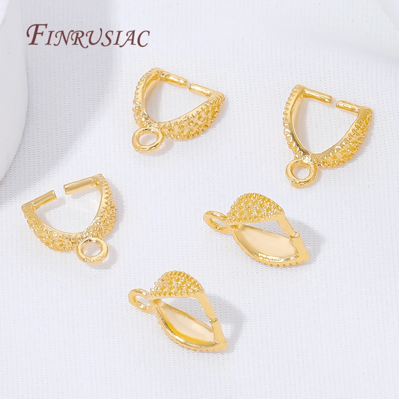 18K Gold Plated Leaf Pendant Bails,Beaded Edge Pinch Clips For Necklace Charm Connectors,DIY Jewelry Making Supplies