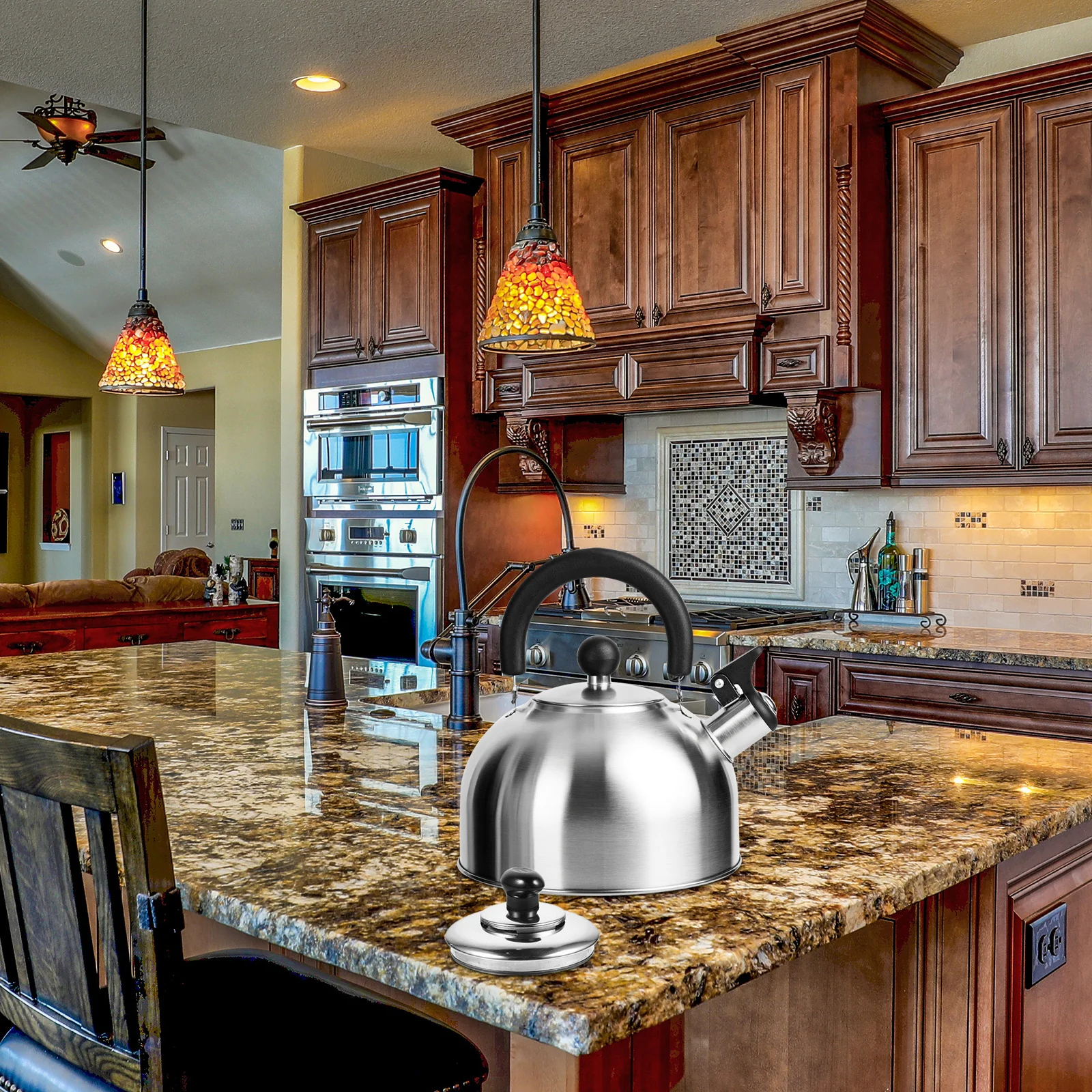 

1Pcs Whistling Teakettle Lid Replacement Stainless Steel Plastic Boil Water Kettle Cover Loud Sound Alert for Kitchen Use