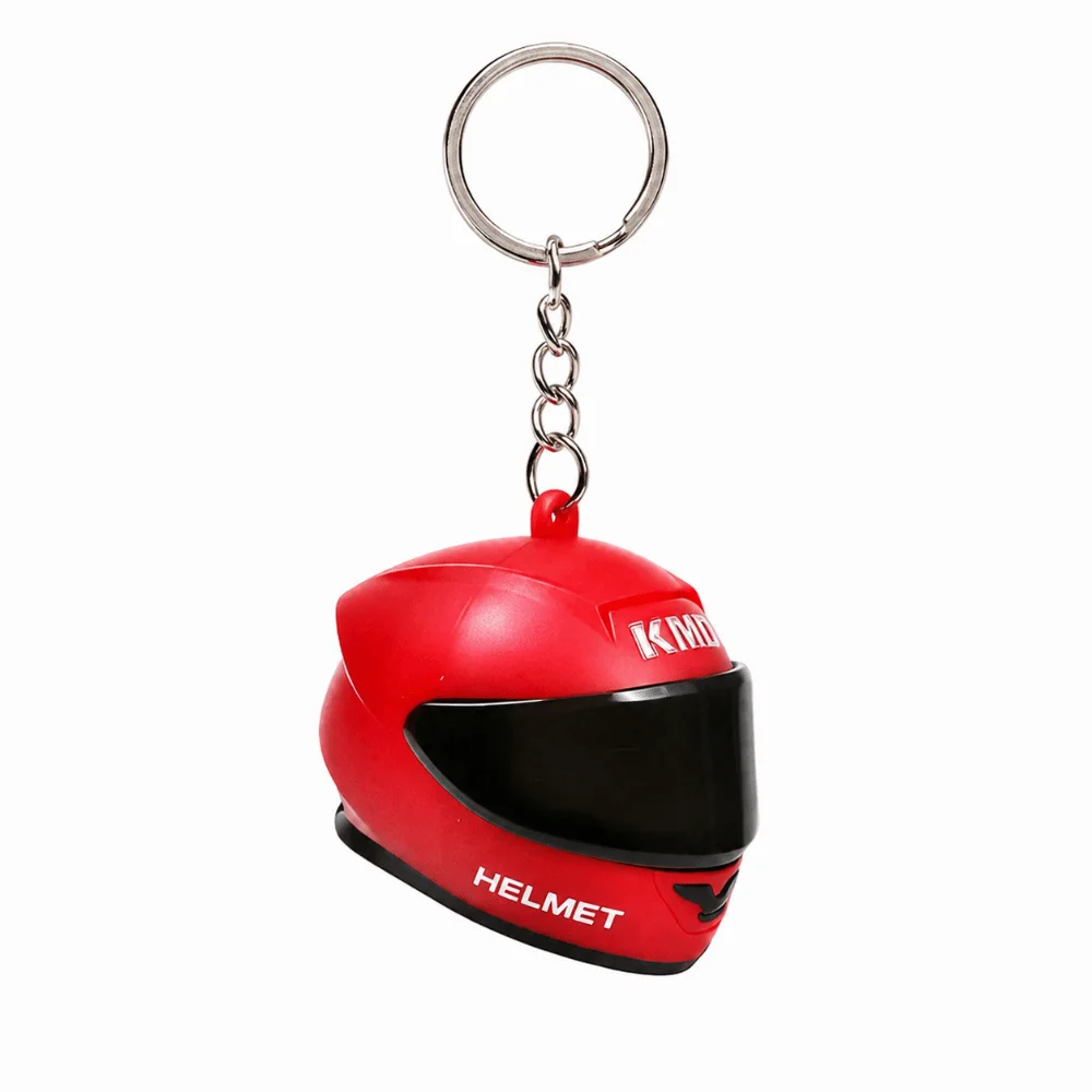 Creative Luminous Motorcycle Helmet Keychain 3D Safety Warning Helmet Keyring Mini Size Light LED Creative Bag Key Pendant