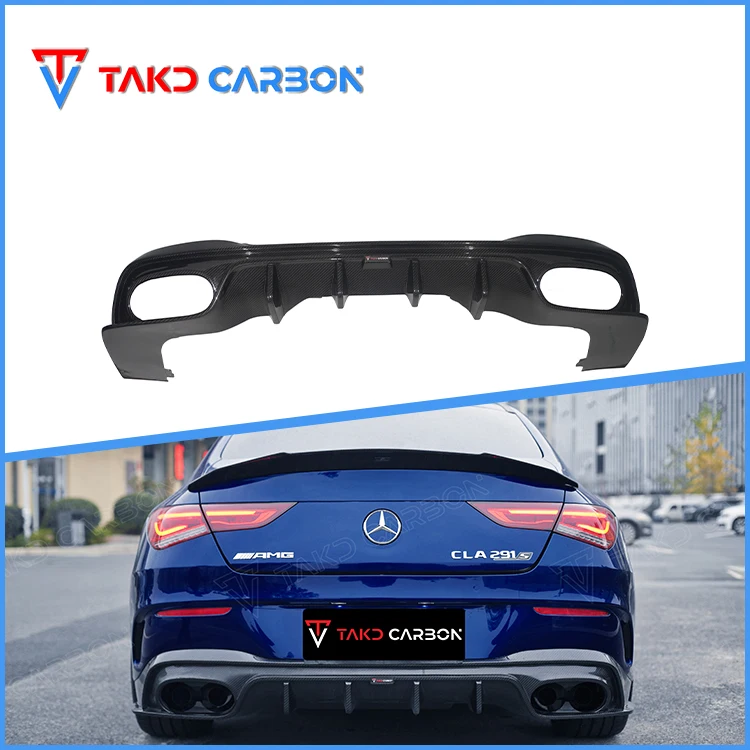 Carbon Real Car Data Development Dry Carbon Fiber Rear Bumper Lip Diffuser For BENZ CLA45S C118