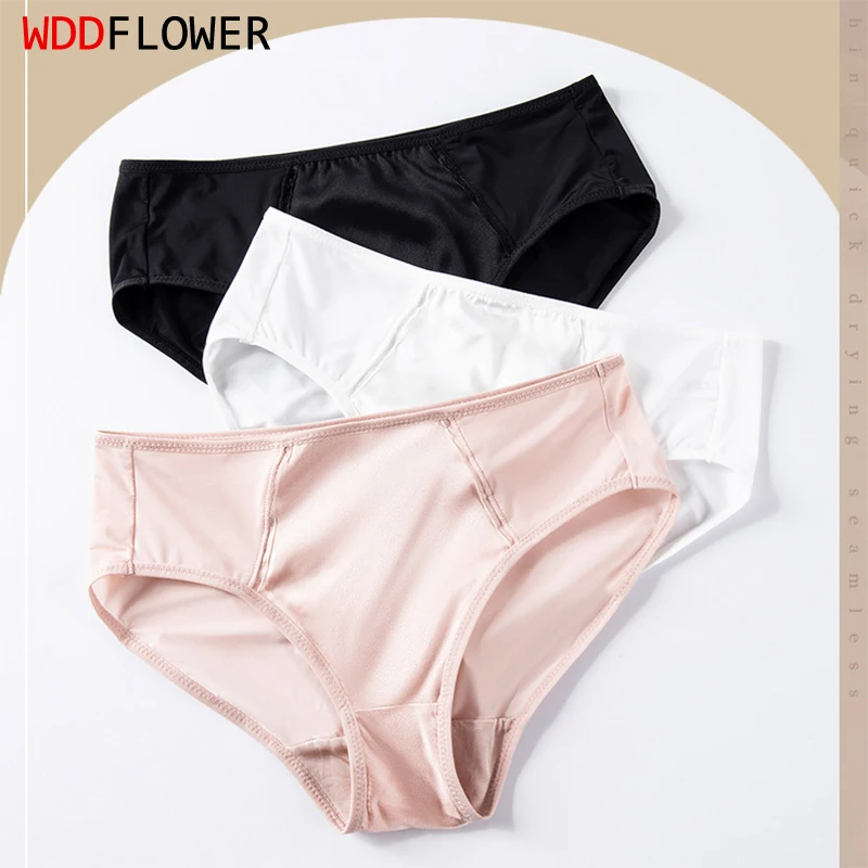 3 Pack Women Silk Briefs 100% Natural Silk Lining Middle Rise Comfortable Breathable Panties Underwear Lingerie S M L XL TG221