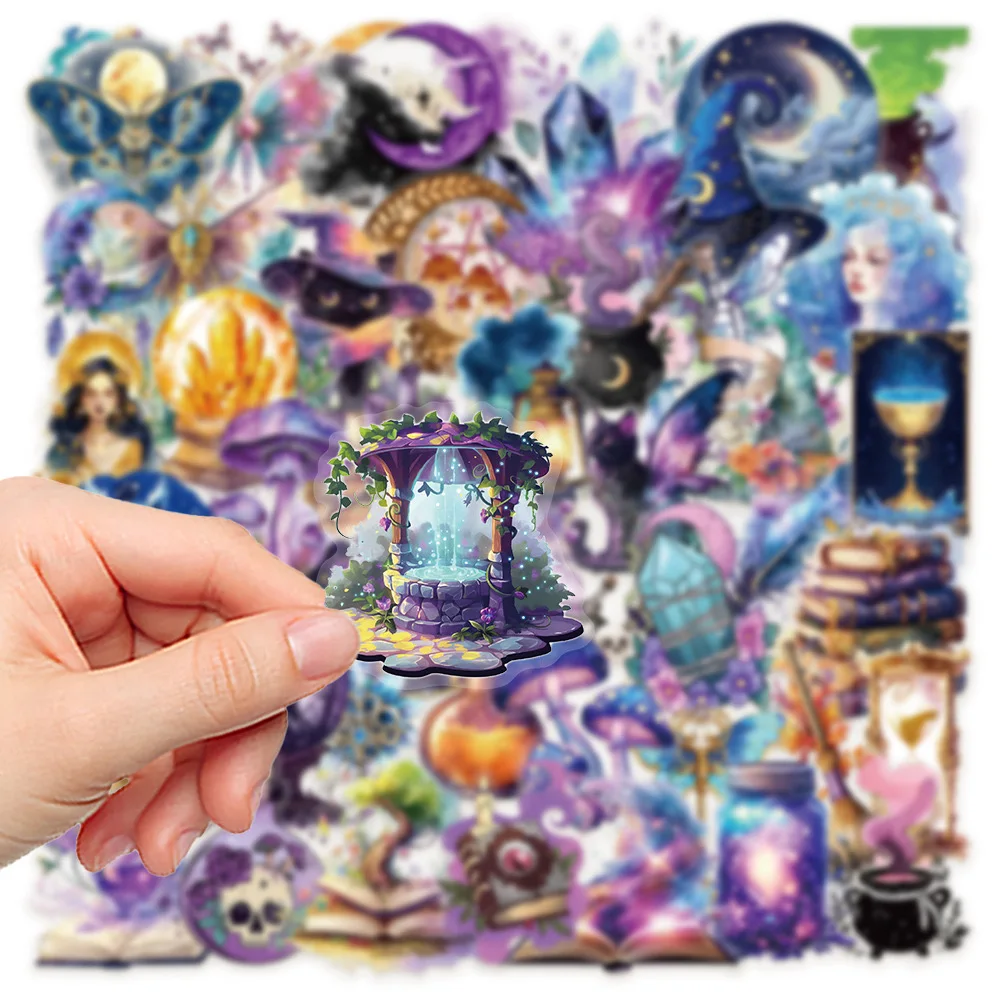 10/50pcs Purple Gothic Magic World Forest Witch Stickers Aesthetic Goth Graffiti Decals DIY Snowboard Laptop Luggage Car Sticker