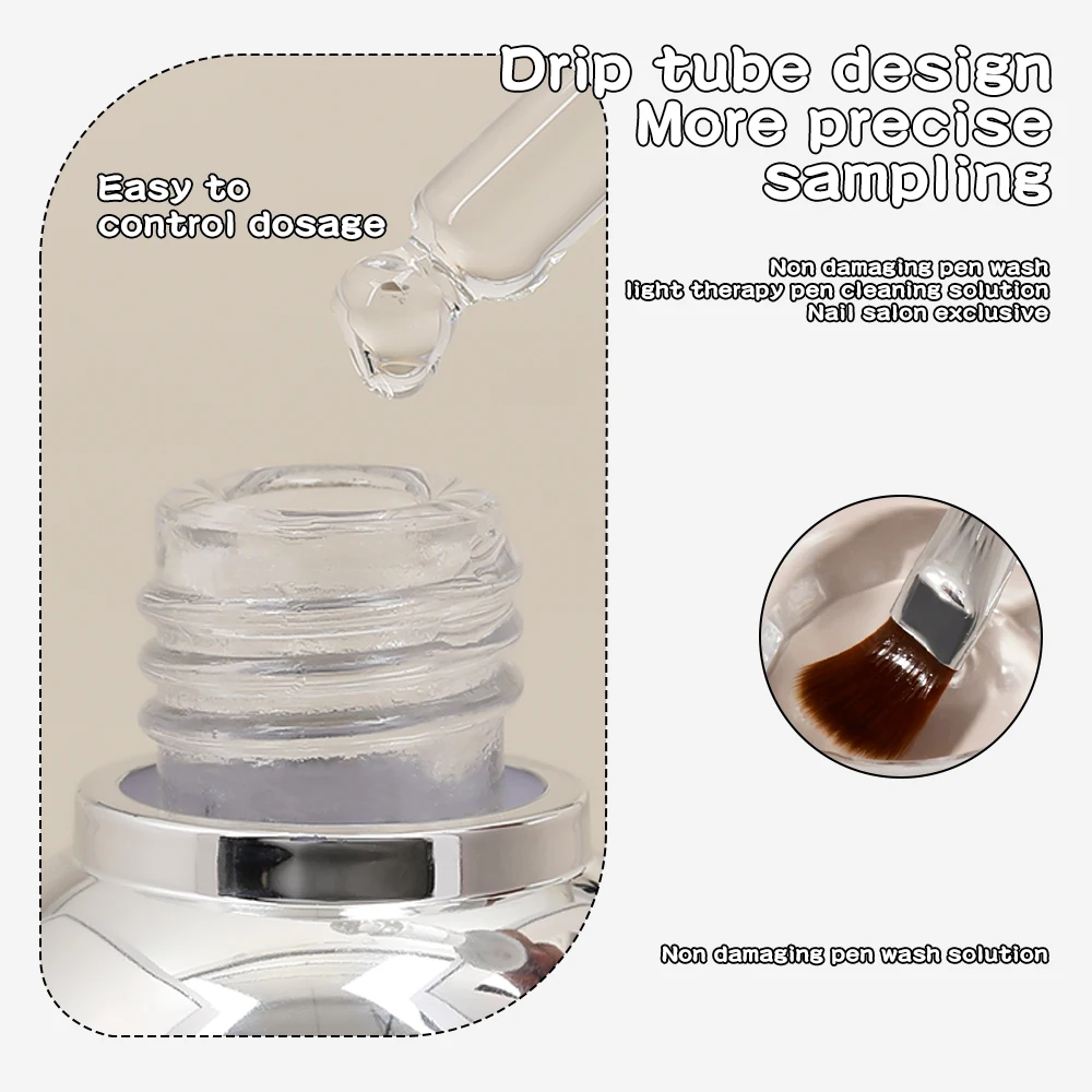 Nettoyeur de brosse à ongles 5 en 1, liquide de nettoyage en profondeur, formule douce, sans endommager les résidus, séchage rapide pour les outils d'art des ongles, soins, 50ml