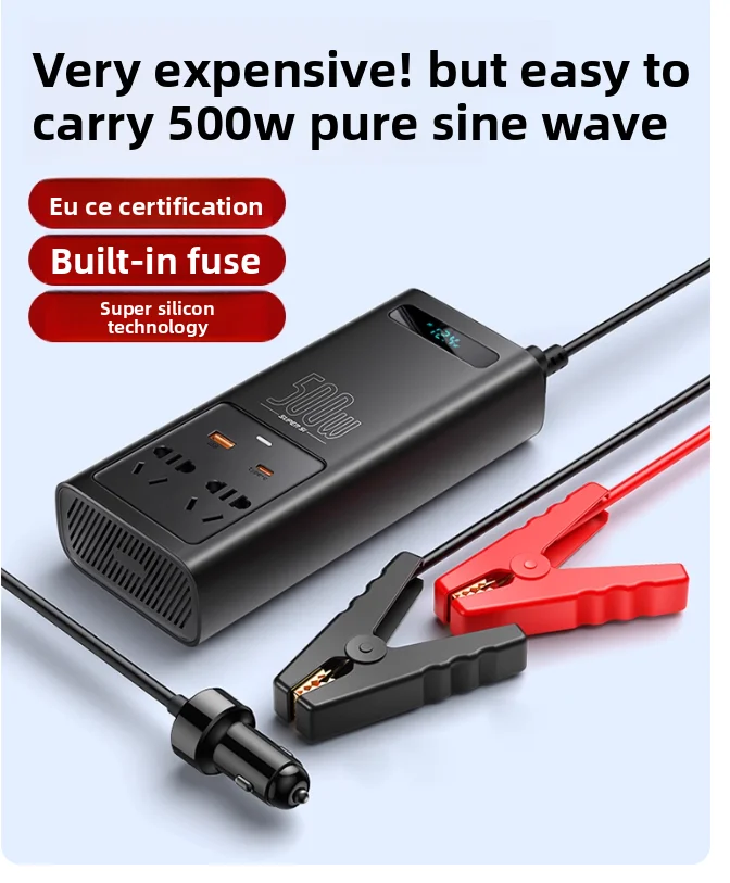 500W Pure Sine Wave Inverter 12V to 220V 110V Current Converter Europe Camper EU US 300W Auto Power Socket Car Inverters