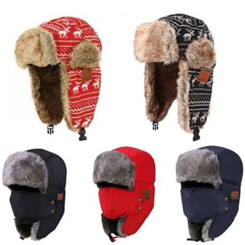 

Men Women Trapper Hat Music Cap Ushanka Russian Wireless Hunting Winter Beanie with Ear Flaps Windproof Mask