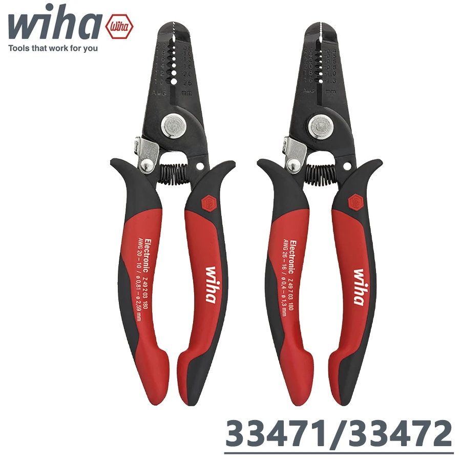 WIHA 33471/33472 Electronic Stripping Pliers with Stripping Points for Gripping, Cutting and Stripping of Wires Hand Tools