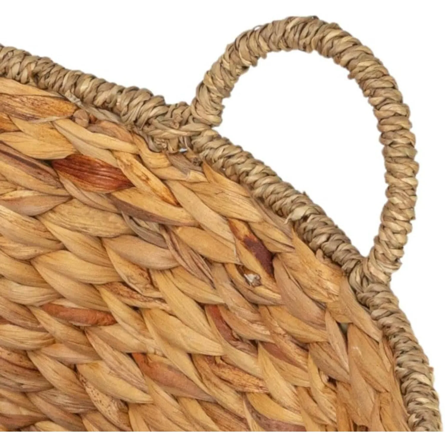 Корзина для хранения натуральной ручной работы, круглая корзина 15,75 дюйма с ручкой для организации дома, стирки, хранения игрушек