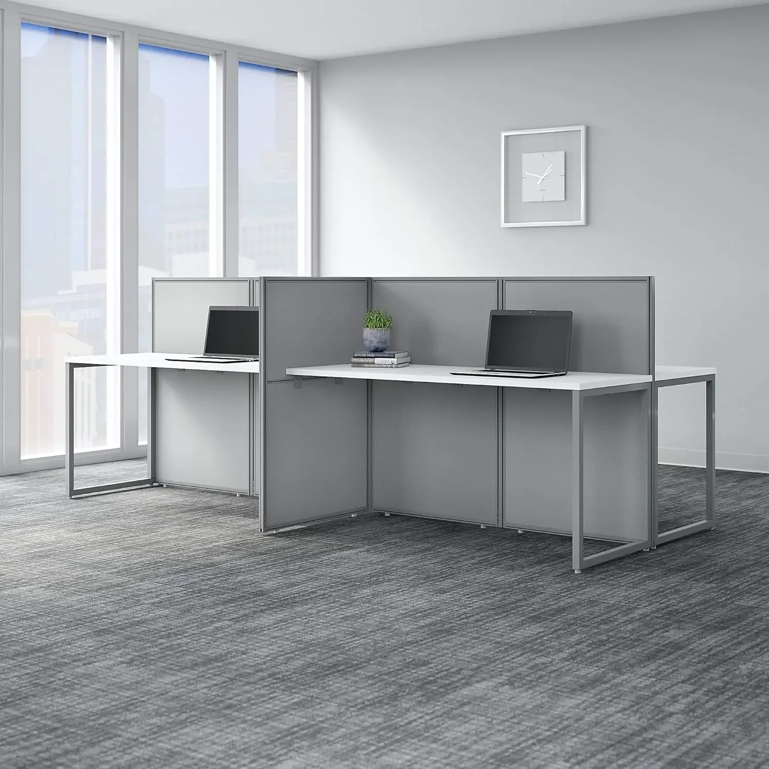 Cubicle Desk with Privacy Panels | Easy Office Collection Four Person Computer Table Workstations | 60Dx120Wx45H