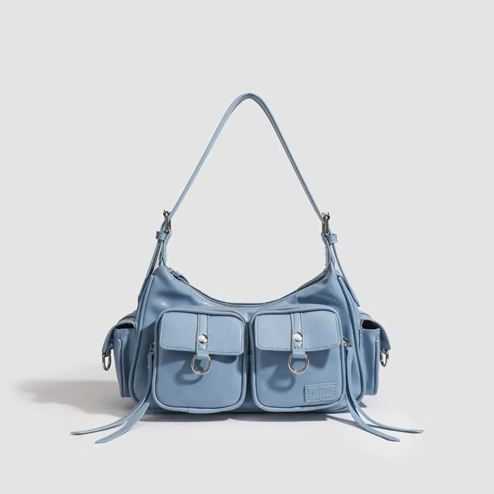 

Simple Y2K Retro Shoulder Bag Spicy Girl Multi-pocket Vintage Underarm Bag Fashion Handbag Motorcycle Bag Streetwear