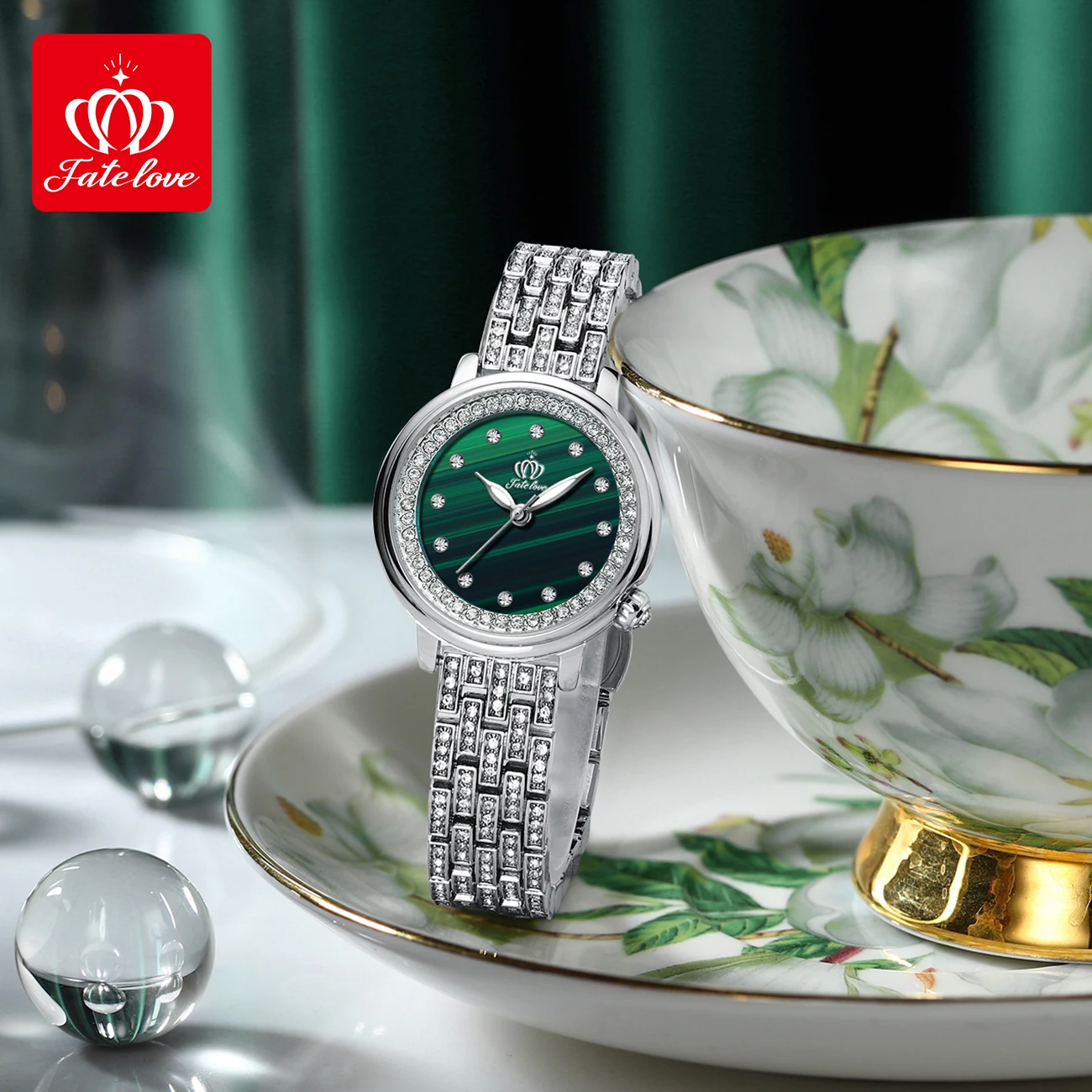 Fate Love 817 Luxury Diamond Dial Quartz Watch for Women Stainless Steel Waterproof Luminous Fashion Elegant Women's Watches