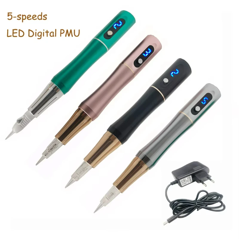 

4Color Promotional LED Digital Permanent Makeup Beauty Pen Tattoo Eyebrow Machine & Cartridge Needles Pocket knife folding Utx