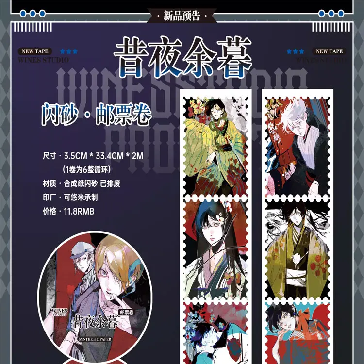 

1 Loop Washi Pet Tape Sample - Wines Of The Past · Stamp Roll Collage Scrapbooking Journal