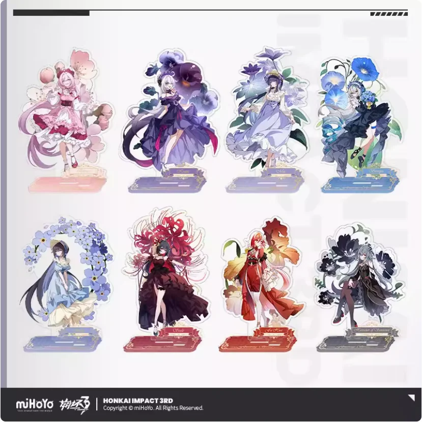 2024 Anime Honkai Impact 3 Flowering Spring Series Kiana Mei Bronya Acrylic Stand Figure Model Plate Desk Decor Gift Card Gift