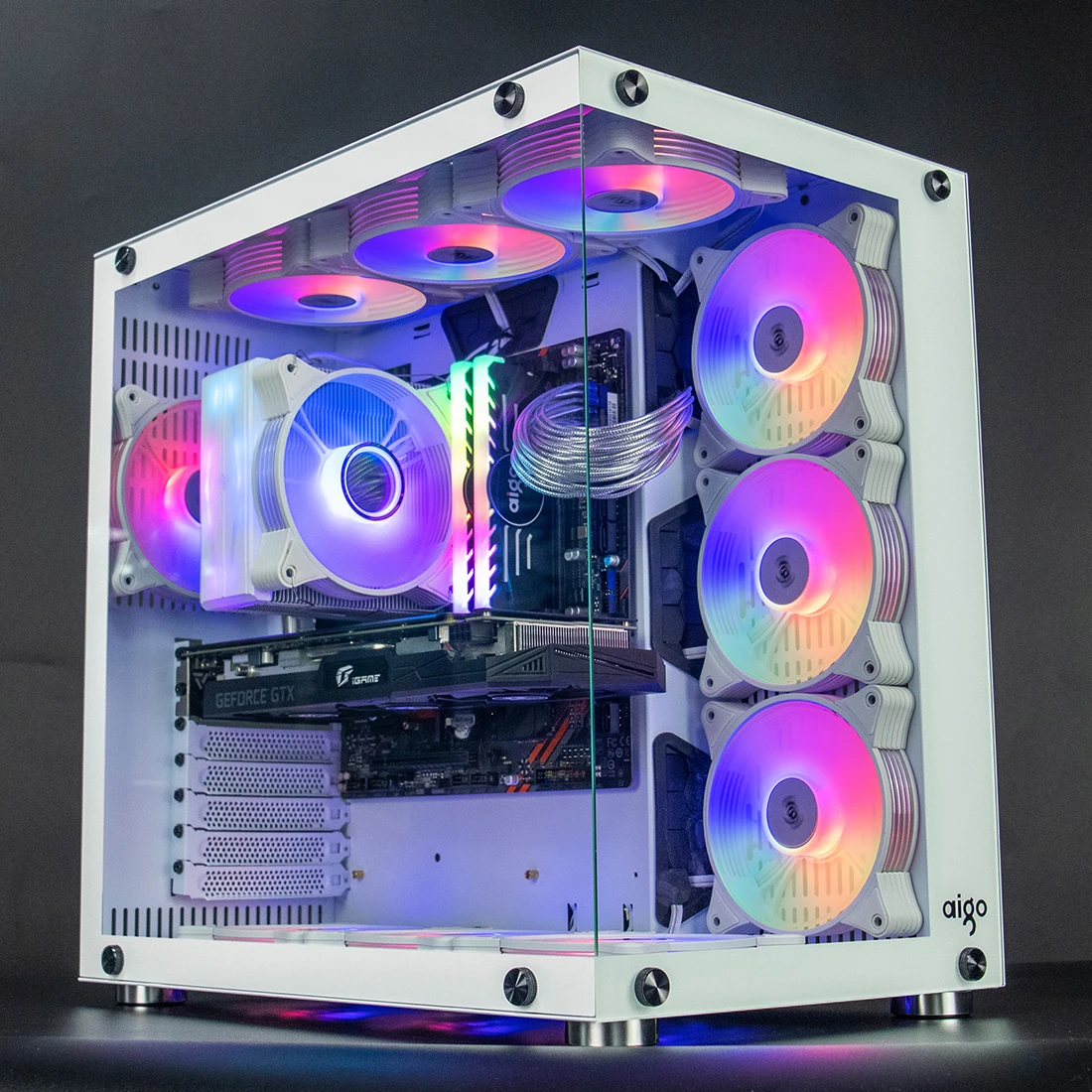 Aigo AR12 bianco 120mm RGB FAN ventilador PC gamer Computer Case kit ventola di raffreddamento raffreddamento 12cm regolare la velocità 12V ARGB