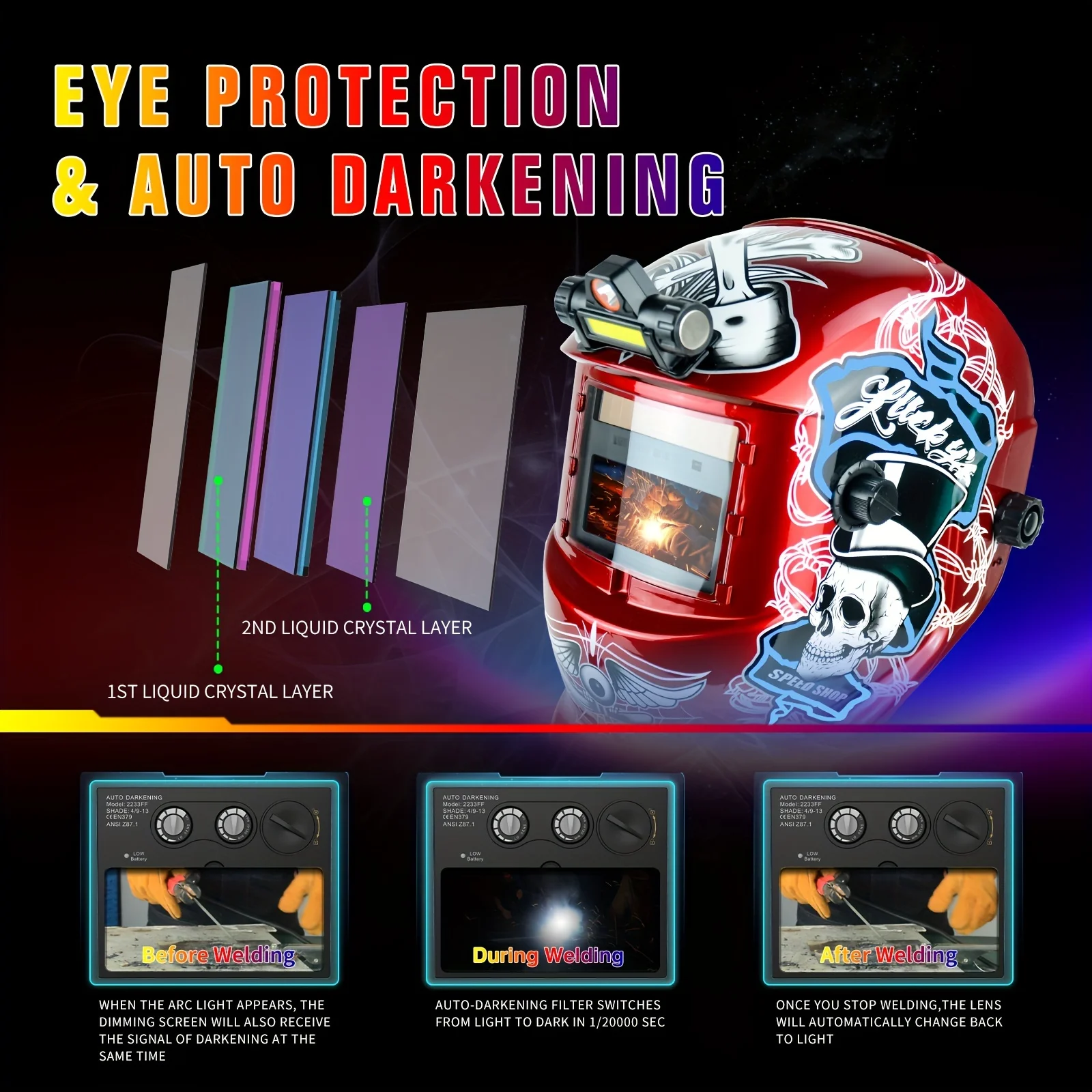 Solar Automatic Darkening Welding Mask Argon Arc Welding Helmet Welding Helmet Protective Mask Cutting Helmet Welding Helmet