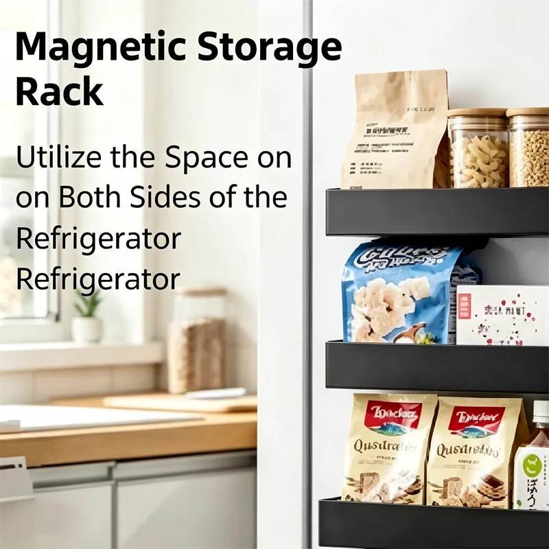 Multifunctional Magnetic Storage Shelf Household Kitchen Refrigerator Washing Machine Side Hanging Storage Rack
