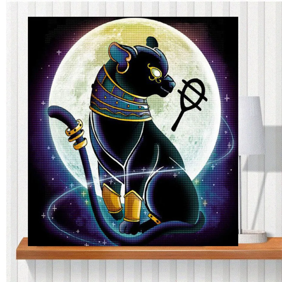 Egyptian Cat God Bastet Diamond Painting New 2024 Full Drill Diamond Mosaic Cartoon Anubis Egyptian Goddess Embroidery Christmas