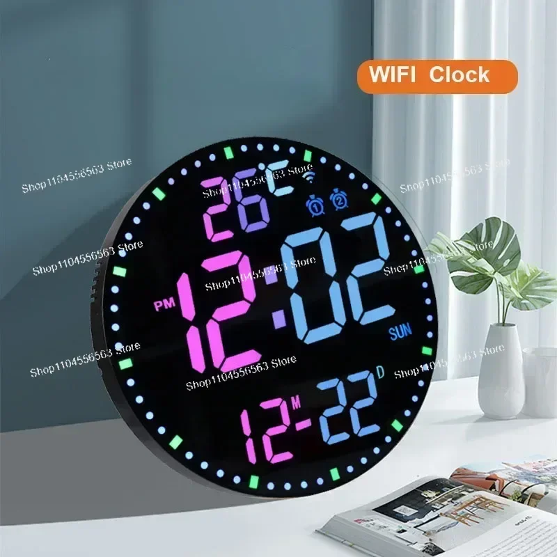 

Цифровые настенные часы с Wi-Fi и LED-дисплеем - цветной экран с вечным календарем для дома и офиса