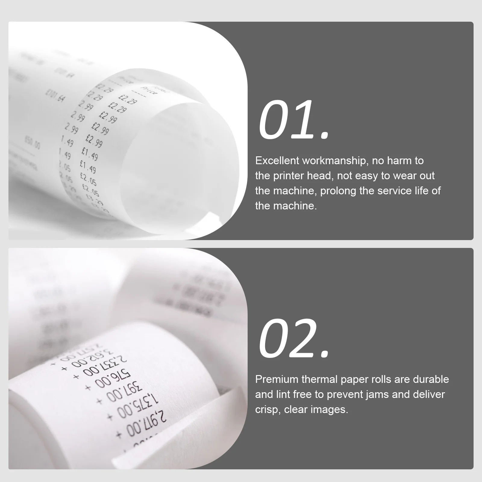 

10 Rolls Premium Thermal Paper Till Rolls Smooth Receipt Paper for Credit Card Machines Printing Thermal Papers