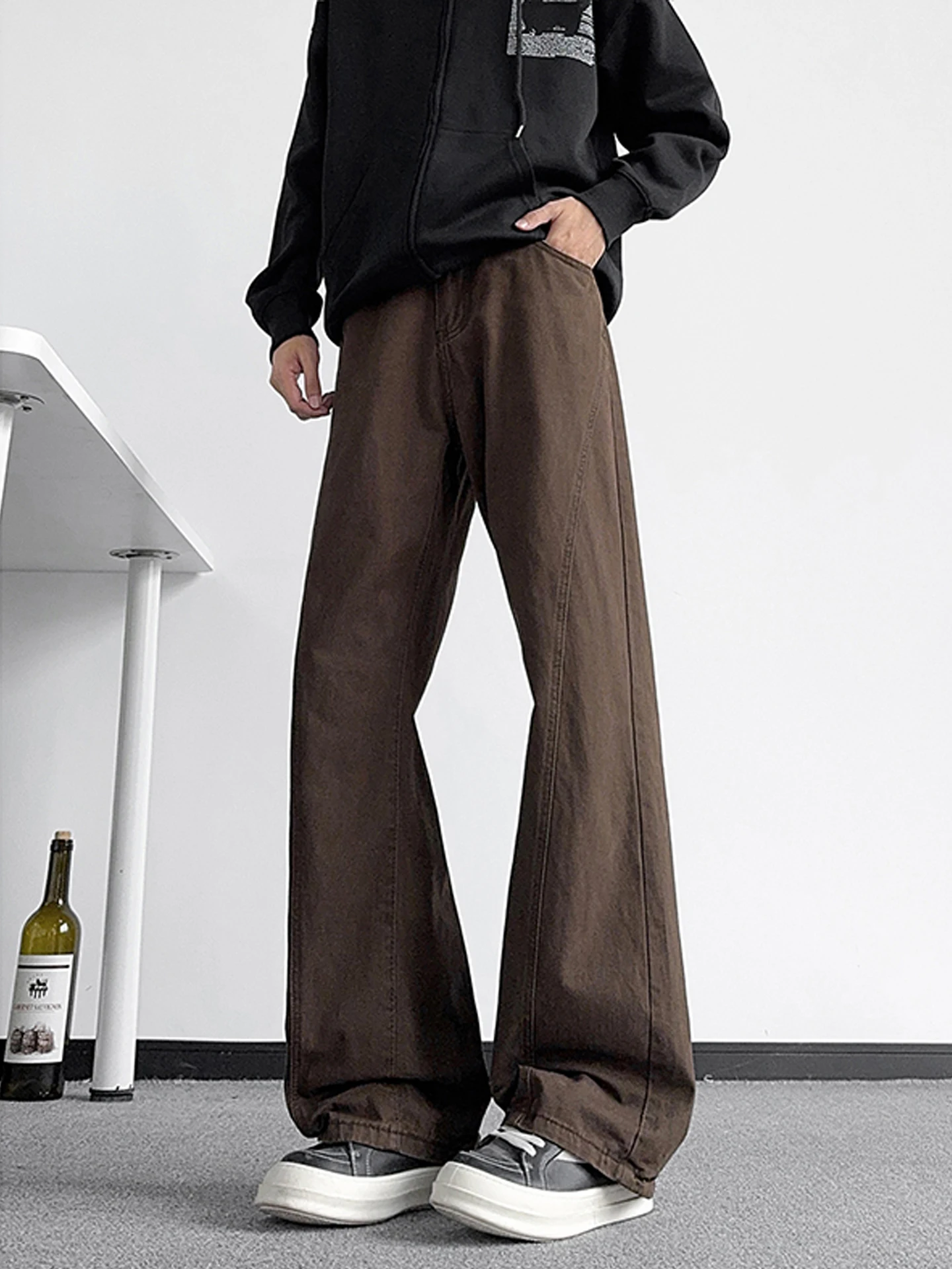 

Retro American Waed Pure Cotton Men's Jeans Spring 2026 Casual Flared Casual Long Pants Straight Workwear Trousers