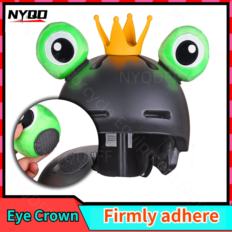 

Comes with Cute Helmet Frog Prince Eyes Crown Bull Horns Decoration Electric Bike Motorcycle Ears Full Helmet and Horns