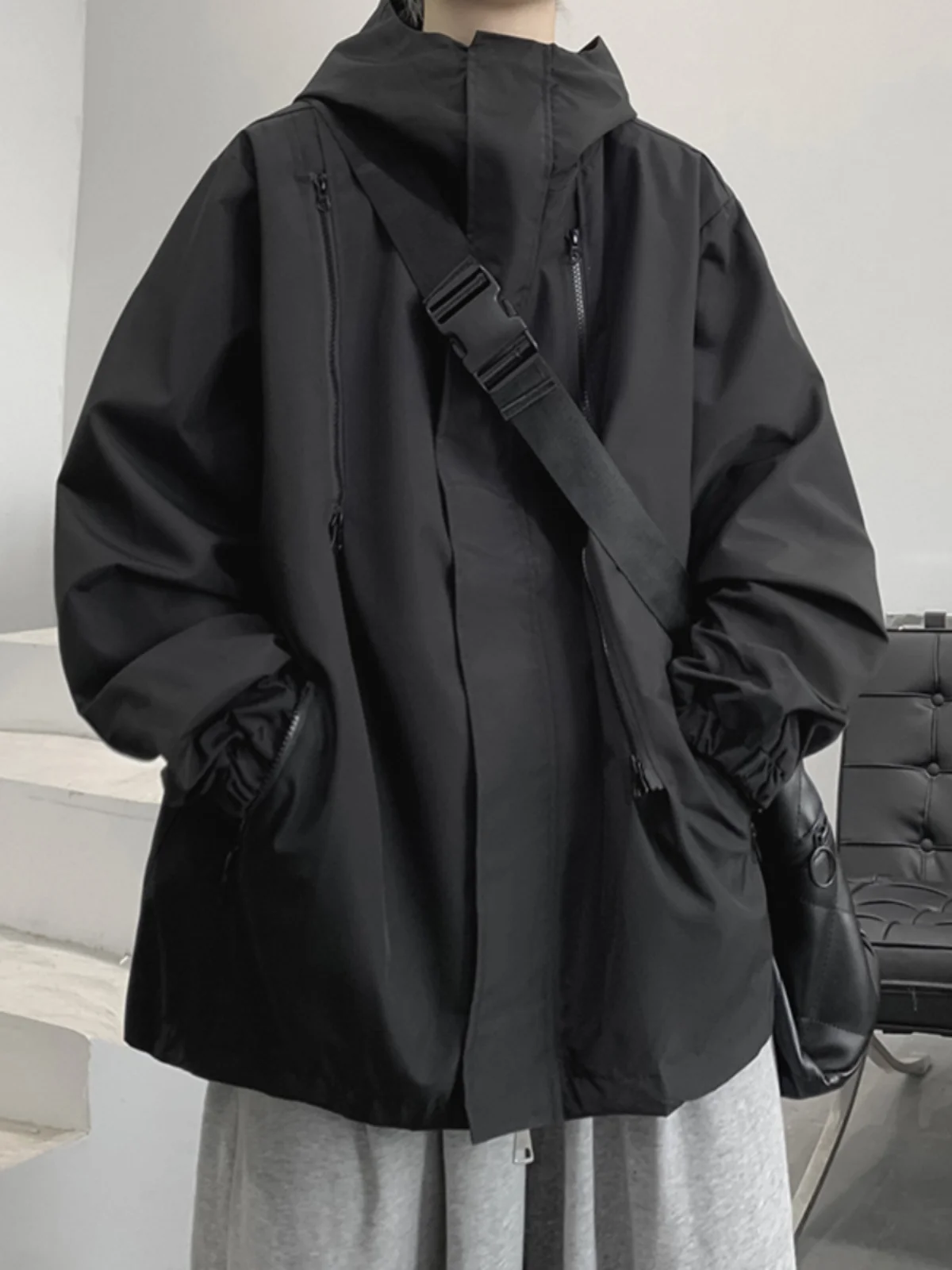 

American Sle Detachable Tee-in-One Men's Jaet Autumn Outdoor Waterproof Workwear Windbreaker Coat Youth ular Loose Fit