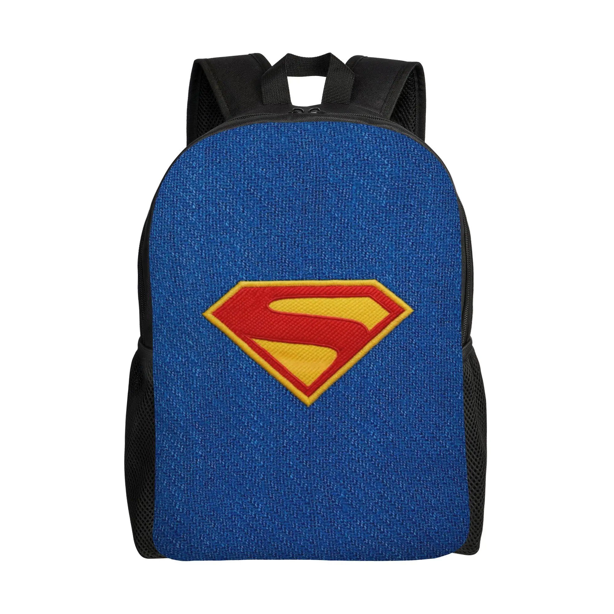 Back to school season Dual-Use Denim Fabric Texture Superman Logo Laptop Bag  Men Women Adult Backpack