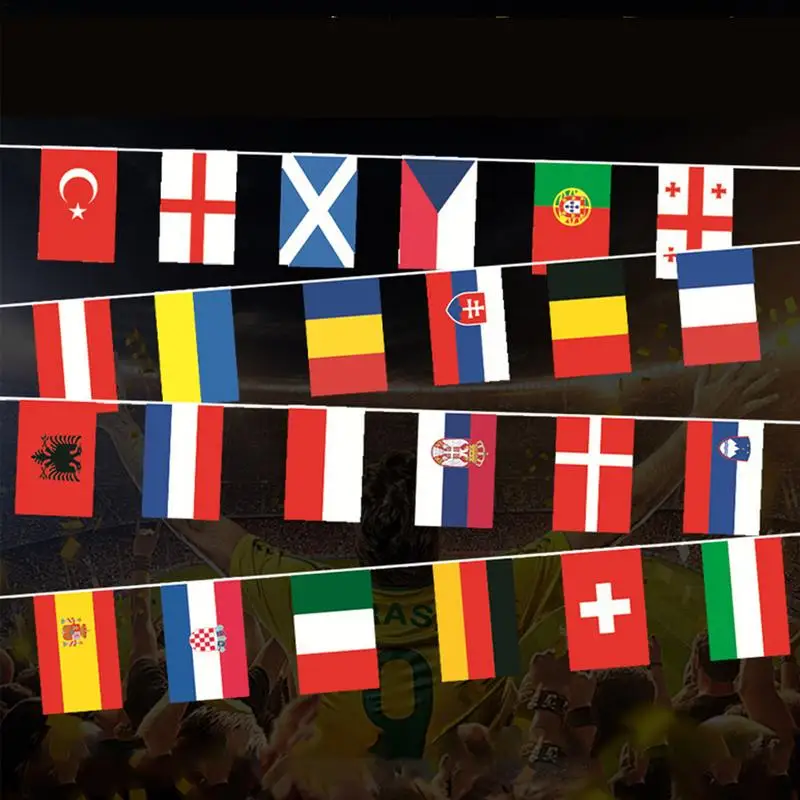 24 Countries Bunting Flags 24 Countries Polyester International Pennant Flags Eurovision Party Decoration Colorful Hangable