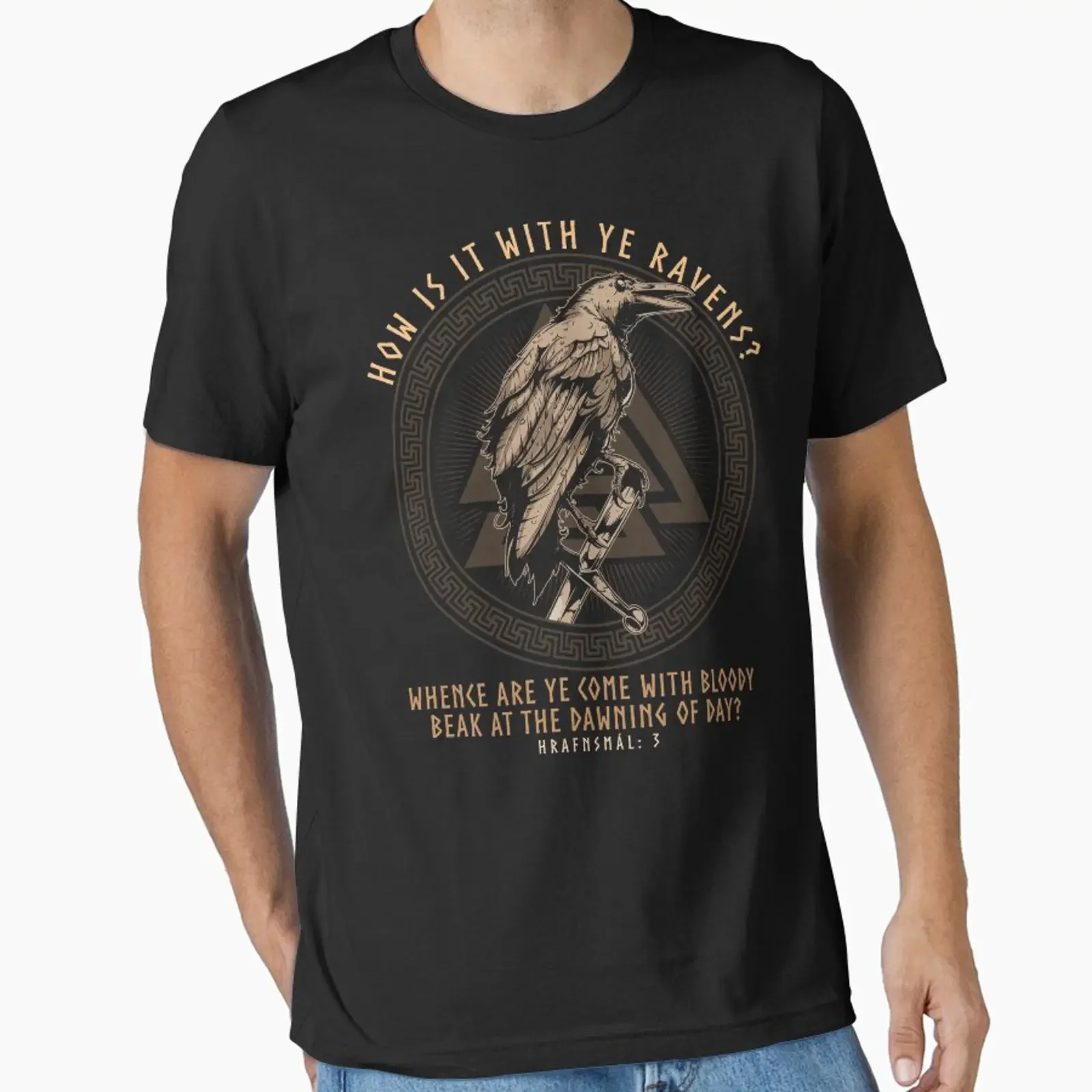 Comment s'appelle ce poème ? « Hrafnsmal » ? « Ye Ravens » ? « Norse Viking Proverb » ? « Proverbial Wisdom Design » ? « vintage Washed » ?