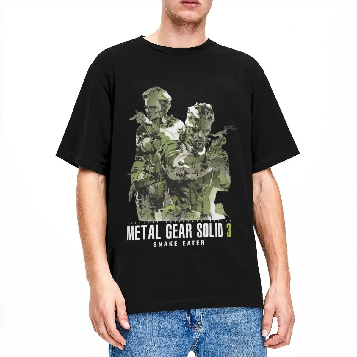 メンズメタルギアTシャツ,スネークコットンの服,ヴィンテージ半袖ラウンドネックTシャツ,ギフトアイデア