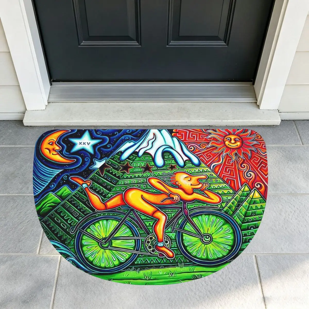 Discovery Of LSD Albert Hofmann Soft Flannel Half Round Doormat Non Slip Bathroom Mat Absorbent Floor Carpet for Garage