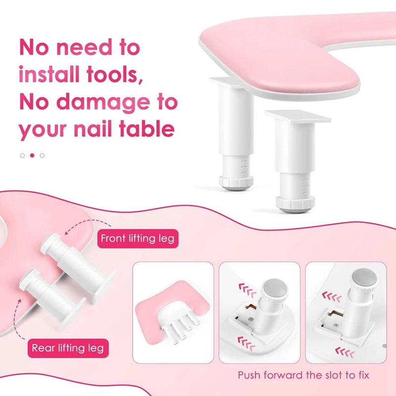 BAAG-Manicure Arm Rest For Nails Tech: U-Shaped Adjustable Nail Armrest -PU Leather Hand Stand Rest For Manicurists