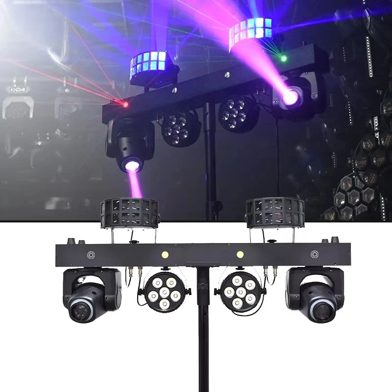 Bagged Portable Bar Lights 5 in 1 Led Strobe Mini Gobo Moving Head Led Butterfly Wash Laser Remote Control for Disco Party KTV