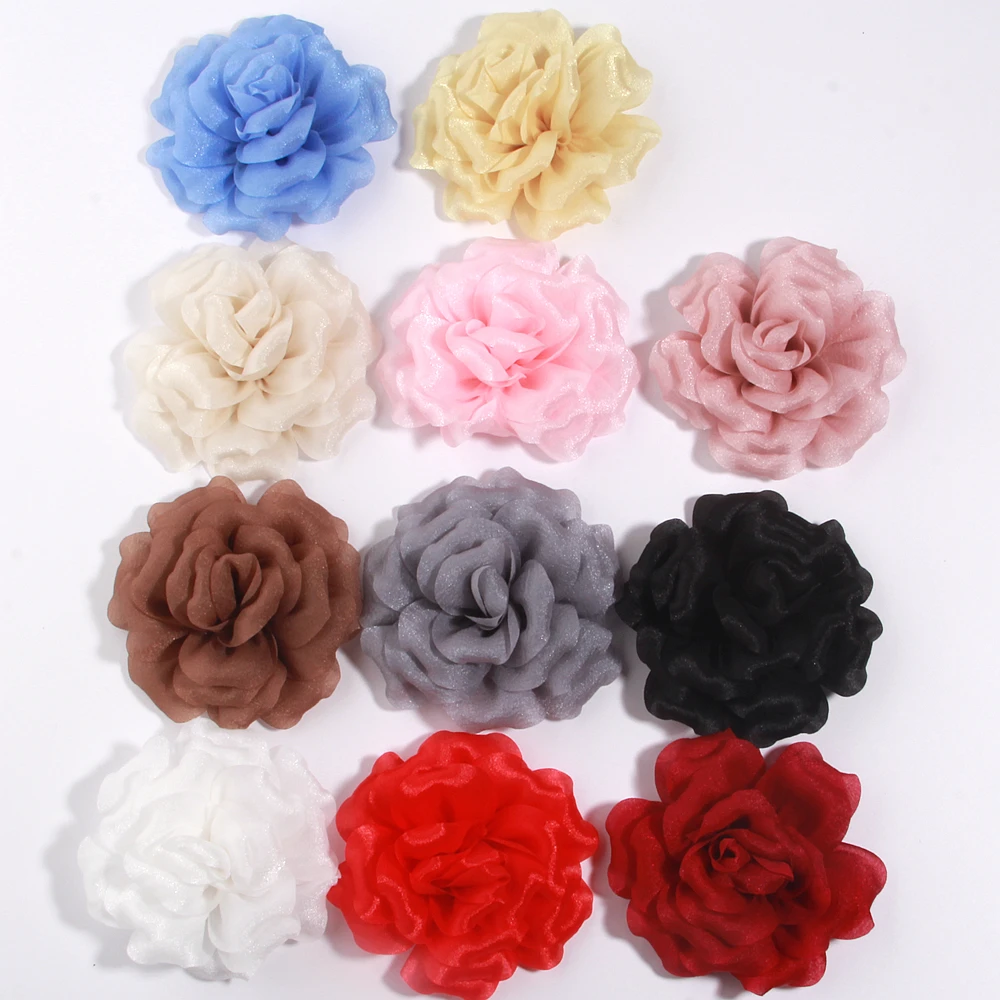 

10cm Big Rose Yarn Fabric Flower Patches Handmade 3D DIY Hair Accessories Shoes Flowers Wedding Clothing Arrangements