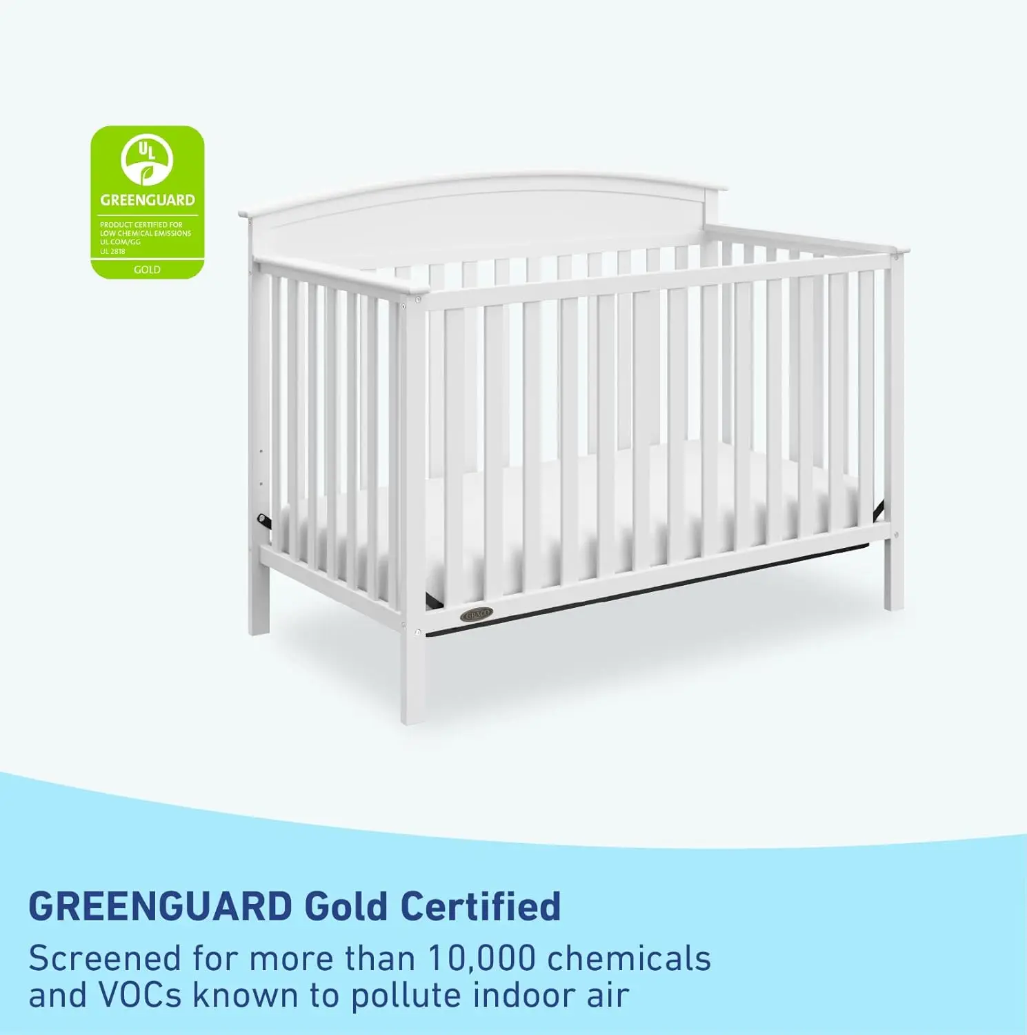 5-in-1 Convertible Crib (White) GREENGUARD Gold Certified,Converts from Baby Crib to Toddler Bed,Daybed and Full-Size Bed