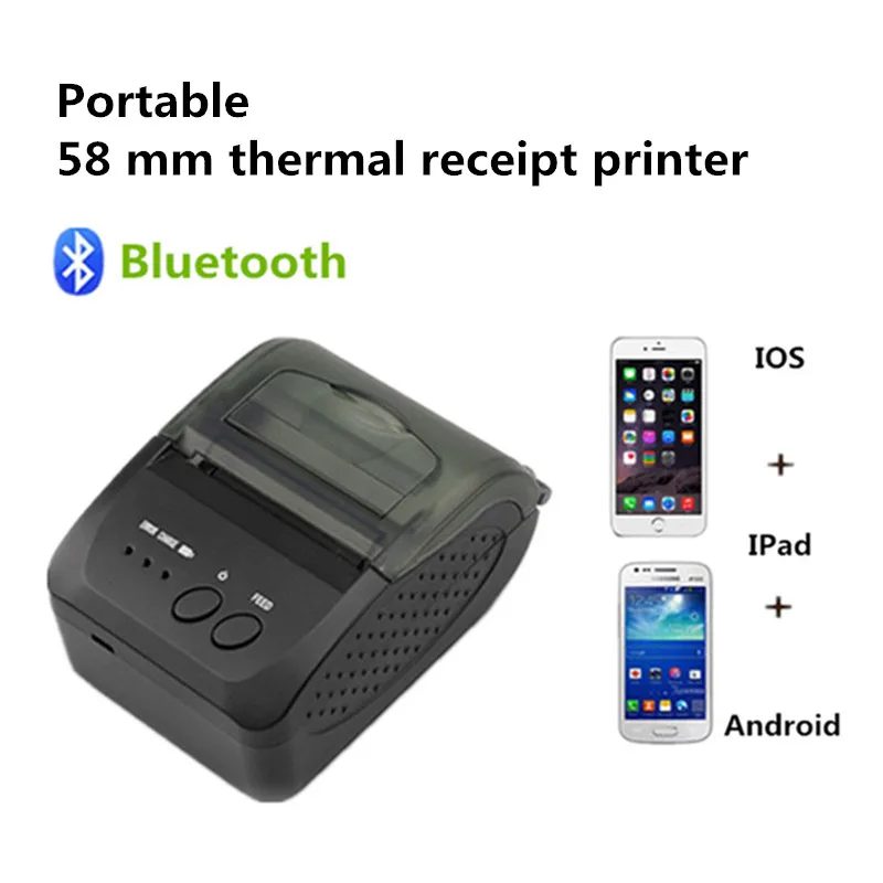 

ZJ5809 Supermarket Takeout Retail Store Cash Register POS 58mm Portable Windows Android IOS Bluetooth Thermal Receipt Printer