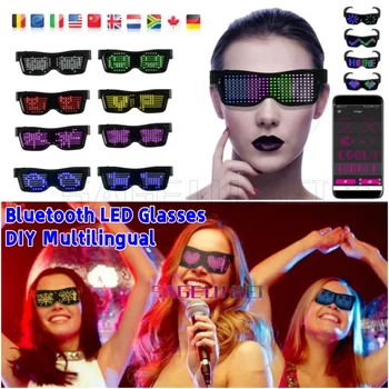 LED-bril DIY Meertalige tekst Graffiti RGBW/ROOD/groene kleur Smart APP Cosplay Vakantiefeest Rave Muziekfestival Glow-bril