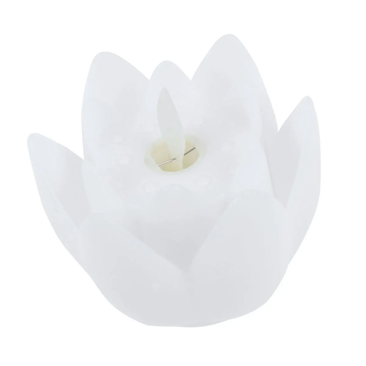 محاكاة لوتس على شكل عديمة اللهب LED مادة بلاستيكية بيضاء واقعية ديكور آمن لمهرجان مطعم الحديقة