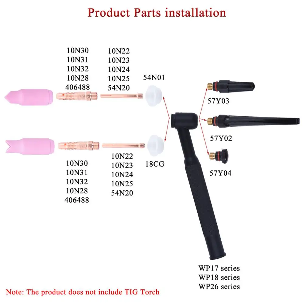 24Pcs Hàn TIG Đèn Pin Bên Trong Ngoài Góc Khí Ống Kính Cho WP17 WP18 WP26 TIG Lưng Bộ Đội Collet Thi Thể Spares bộ Phụ Kiện