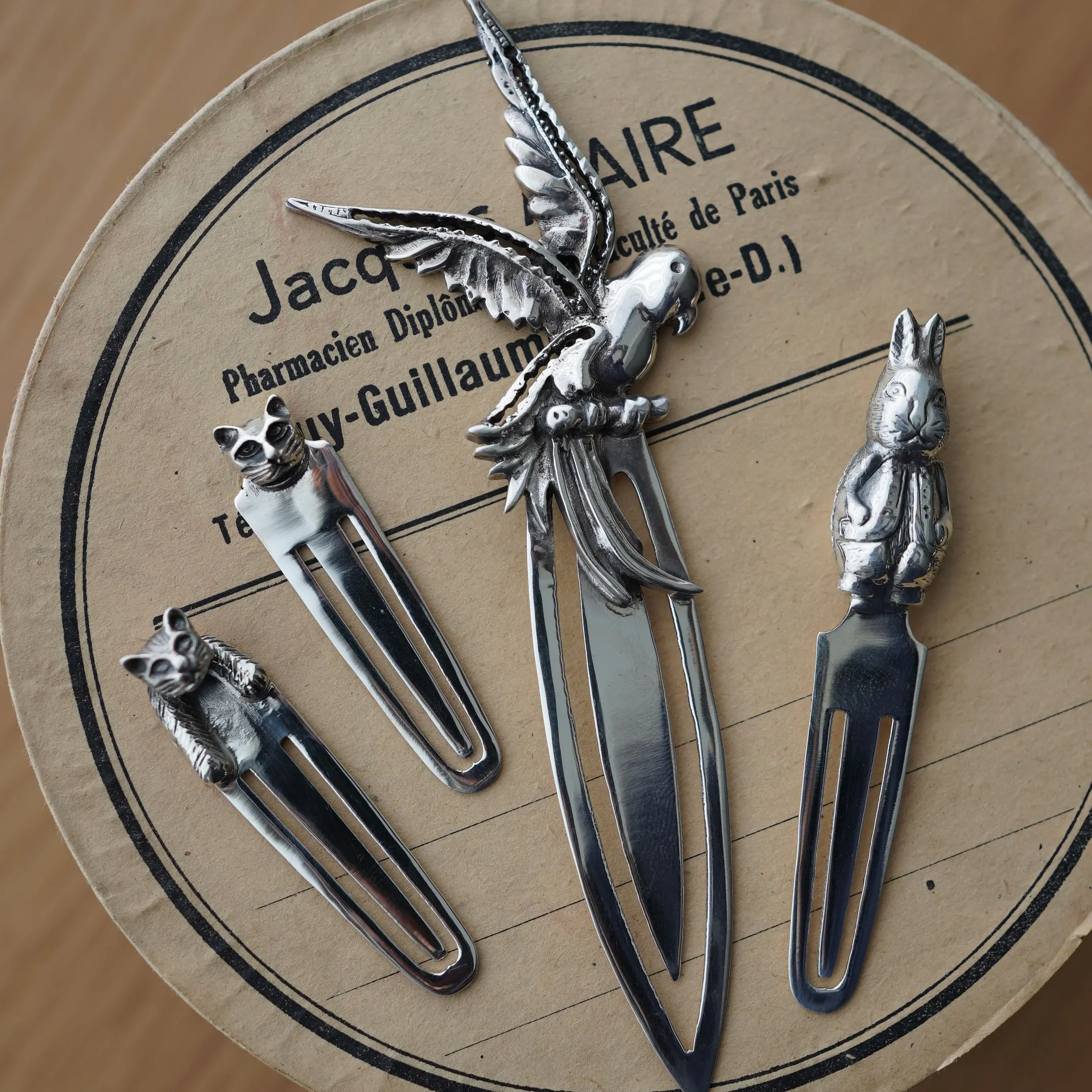 925 Sterling Silver Vintage Animal Bookmarks Creative Cute Dog  Parrot Design Ideal Gift for Book Lovers And Collectors