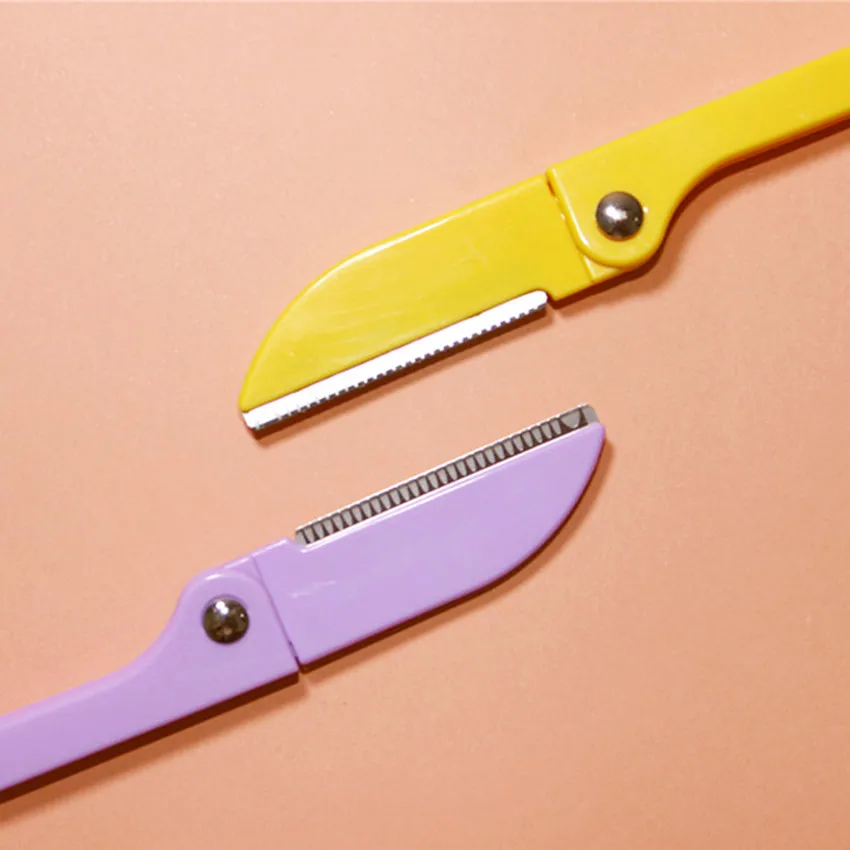 3 個折りたたみ式眉毛トリマー女性用初心者向け傷防止刃ナイフ顔かみそりメイクアップツール女性用グルーミング用