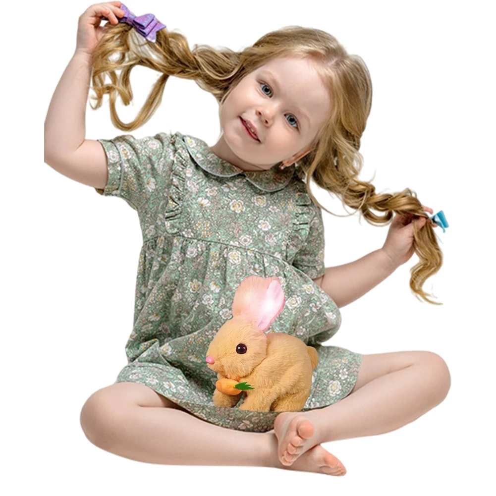Cute Electric Rabbit with Carrot Interactive Electronic Pet Electronic Pet Rabbit Toy Birthday Gift for Kids