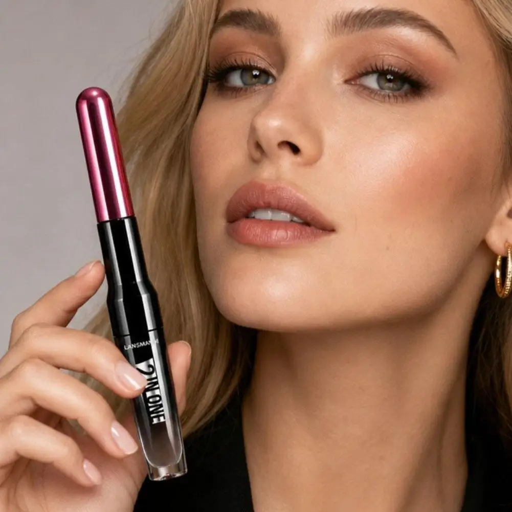 Sexy Party Daily Red Pink Brand Lip Makeup Lasting Matte Contouring Liner Shiny High-shine Gloss Double-headed Plumping Lipstick