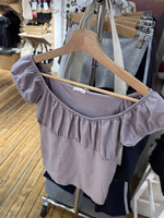 Purple Ruffle Slim Short Sleeve Tee Women Summer Square Collar Cotton Mesh Folds T-shirts Female Aesthetic Sweet Cute Y2K Tops